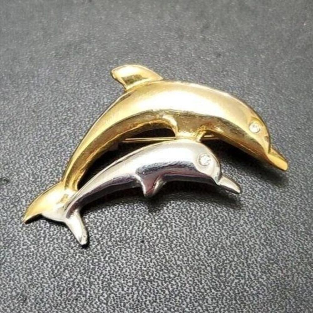 AAI vintage multi tone dolphin brooch